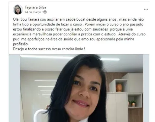 Print da publicação original de Taynara Silva