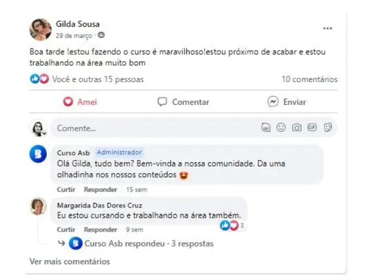 Print da publicação original de Gilda Sousa